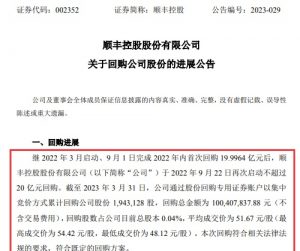 順豐控股發布回購股份進展公告 累計回購公司股份1,943,128股-物流之家