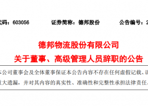 余睿辭任德邦物流董事長(zhǎng) 不在公司擔(dān)任任何職務(wù)-物流之家