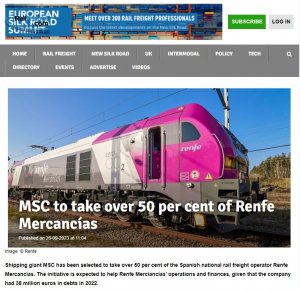 地中海航運MSC收購意大利、西班牙兩家鐵路運營商-物流之家