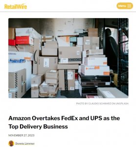 亞馬遜超越UPS和FedEx 成為美國最大快遞公司-物流之家