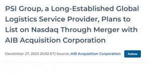 香港物流服務商PSI計劃通過與AIB合并在美國上市-物流之家