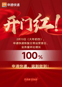 申通恢復日常運營首日業(yè)務量環(huán)比增長100%-物流之家