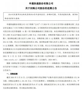 申通：已斥資1442萬元回購172萬股-物流之家