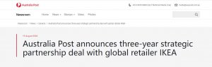 澳大利亞郵政與宜家達成了為期三年的合作協議-物流之家