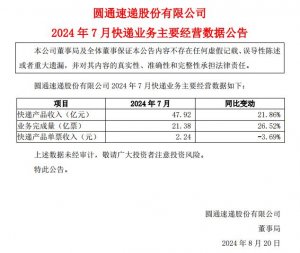 順豐、申通、韻達(dá)、圓通發(fā)布7月業(yè)績(jī)快報(bào)-物流之家