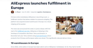 速賣通在歐洲推出“Local+”物流服務(wù)-物流之家